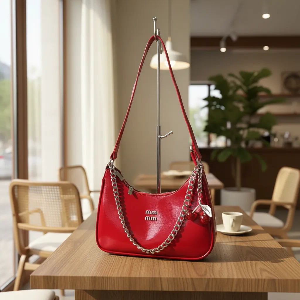 CARTERA BAGUETTE CHAROL  AB CON CEREZA CAD