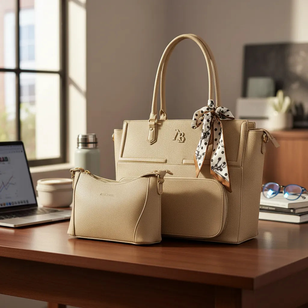 Cartera portalaptop 15.5´ con portalonchera - 2 piezas Athena Bag lazo