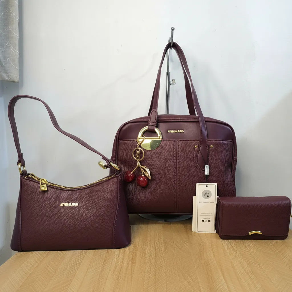 CARTERA MEDIANA A5  ATHENA BAG - 3 PIEZAS +CEREZA