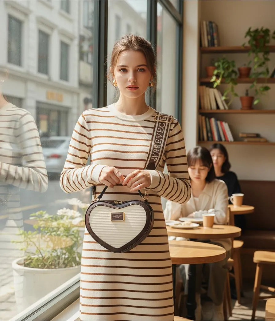 Cartera morral bandolera corazon para dama Carven Paris