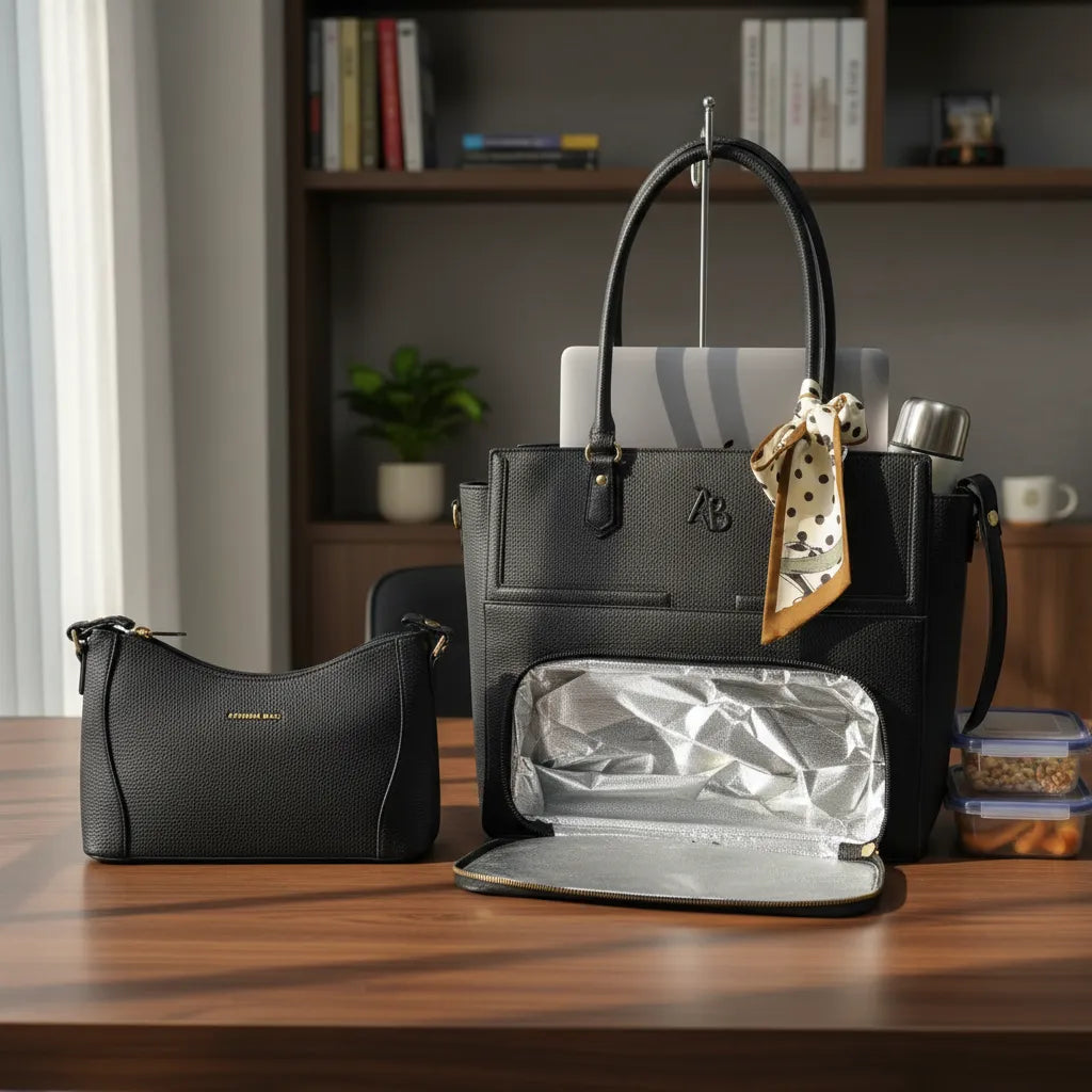 Cartera portalaptop 15.5´ con portalonchera - 2 piezas Athena Bag lazo