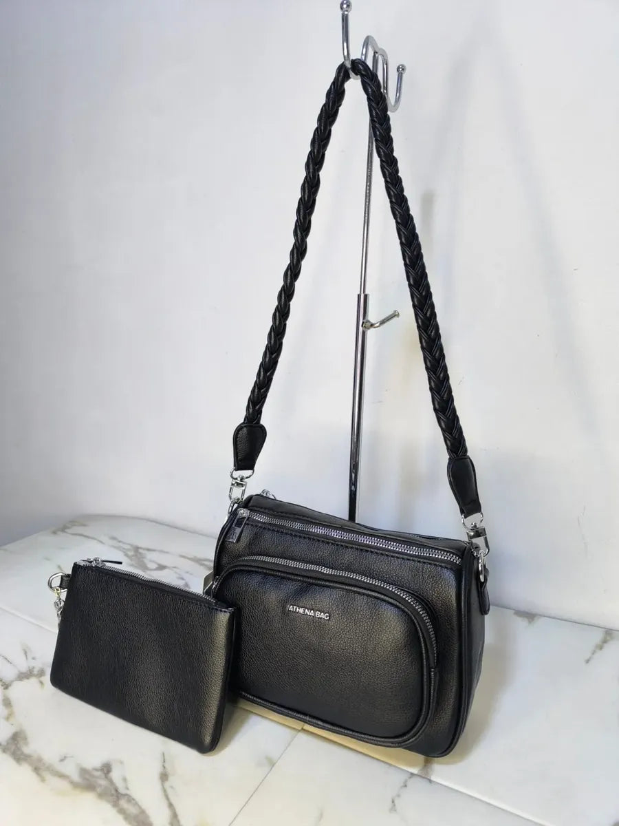 Cartera morral trenzado athena bag con monedero