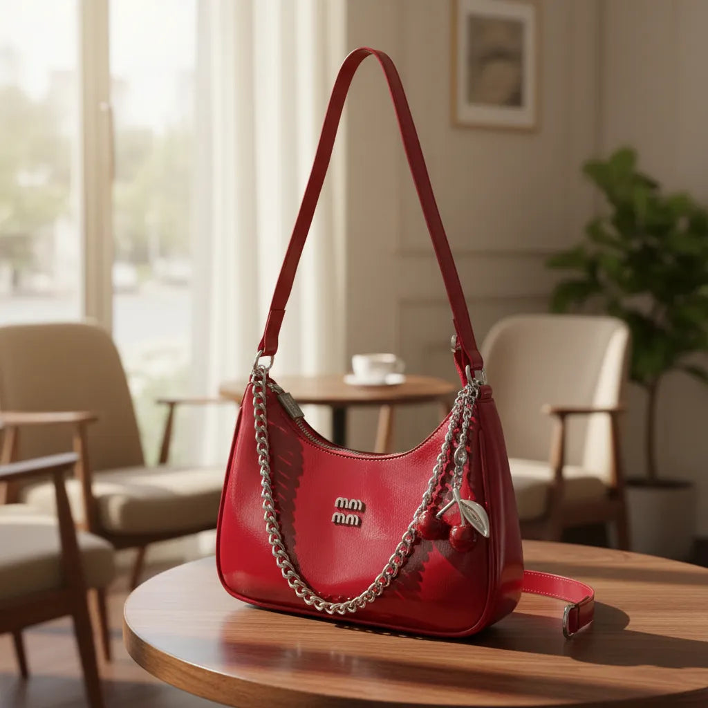 CARTERA BAGUETTE CHAROL  AB CON CEREZA CAD