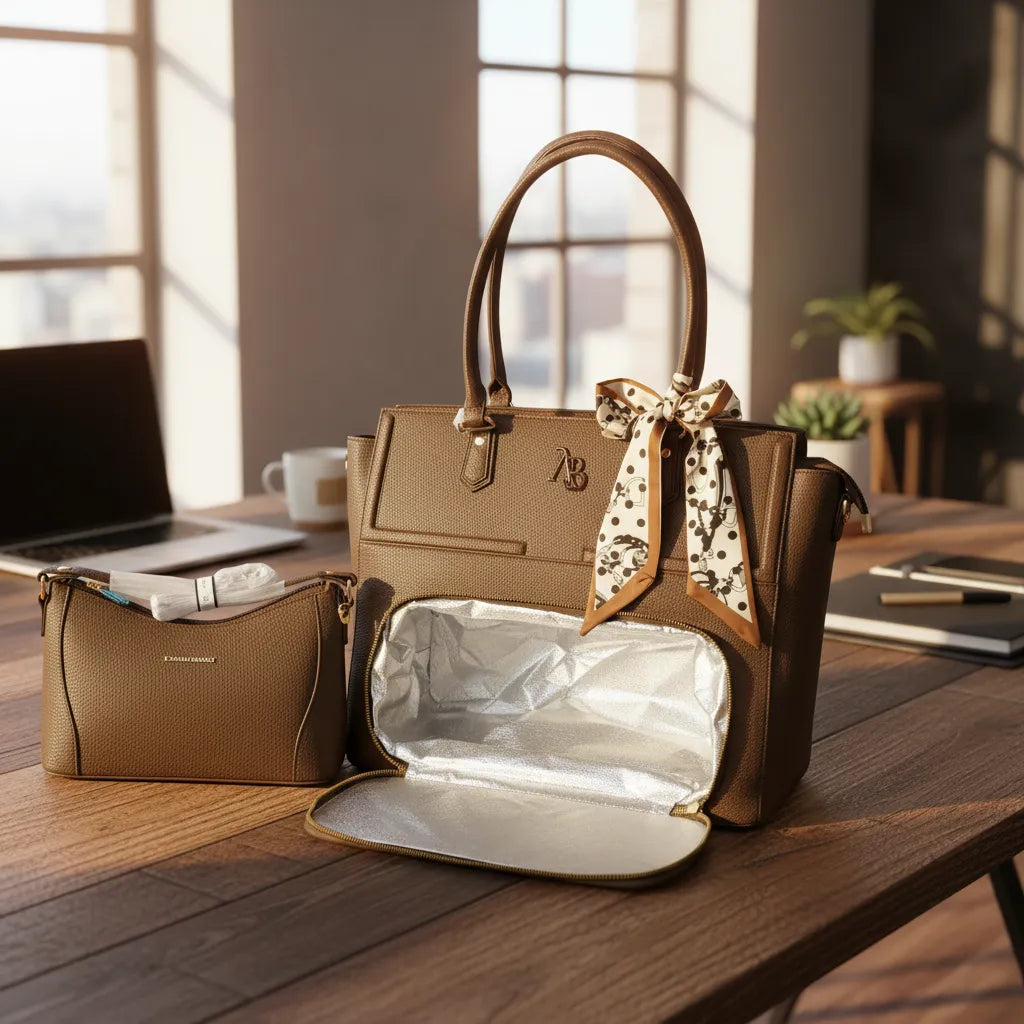 Cartera portalaptop 15.5´ con portalonchera - 2 piezas Athena Bag lazo