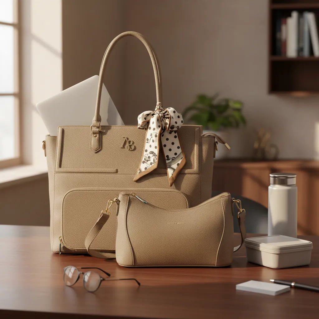 Cartera portalaptop 15.5´ con portalonchera - 2 piezas Athena Bag lazo