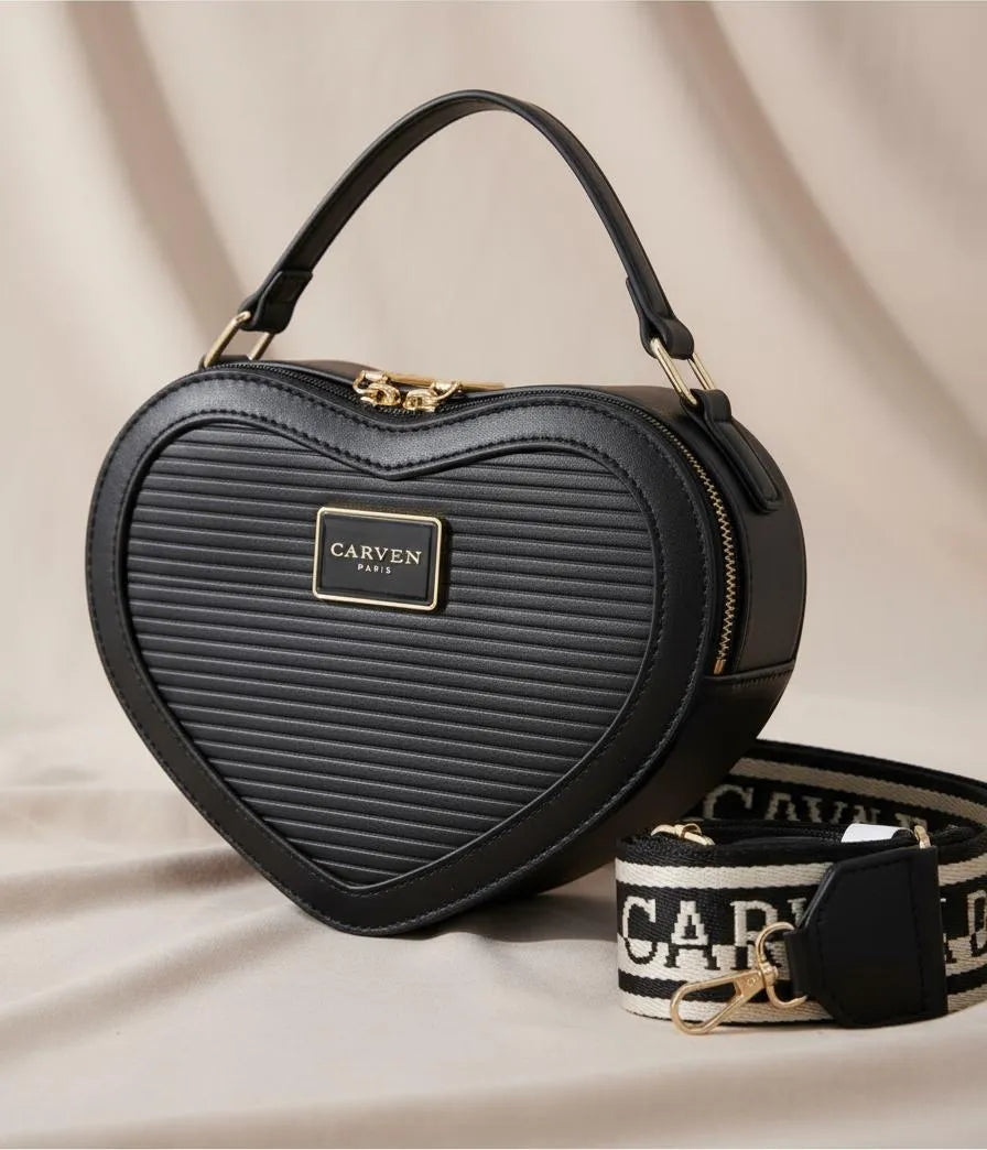 Cartera morral bandolera corazon para dama Carven Paris