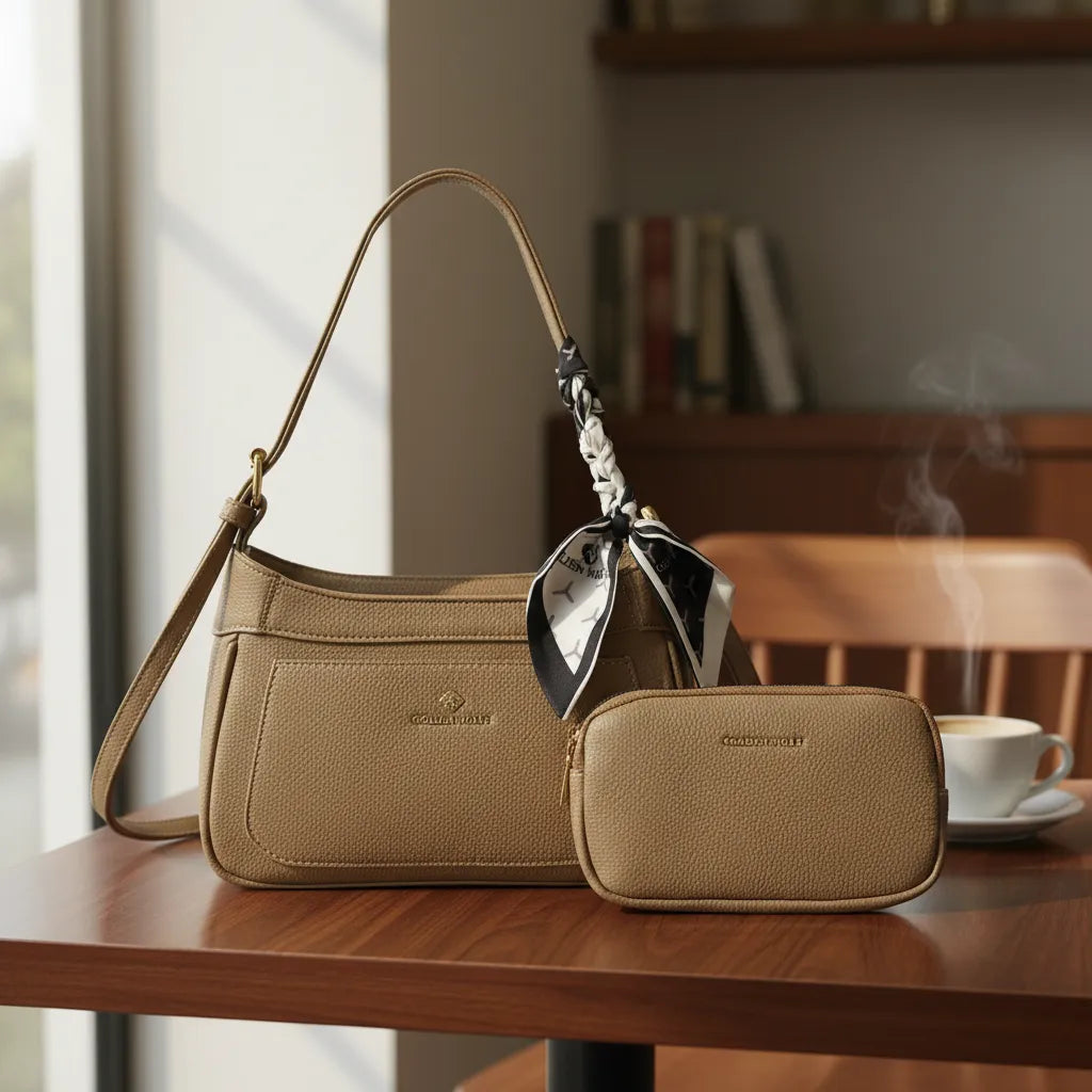 Cartera baguette lazo Golden Wolf - 2 piezas