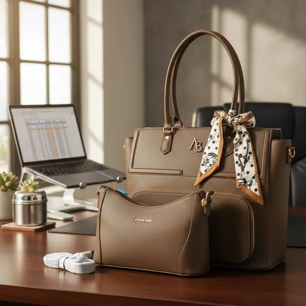 Cartera portalaptop 15.5´ con portalonchera - 2 piezas Athena Bag lazo