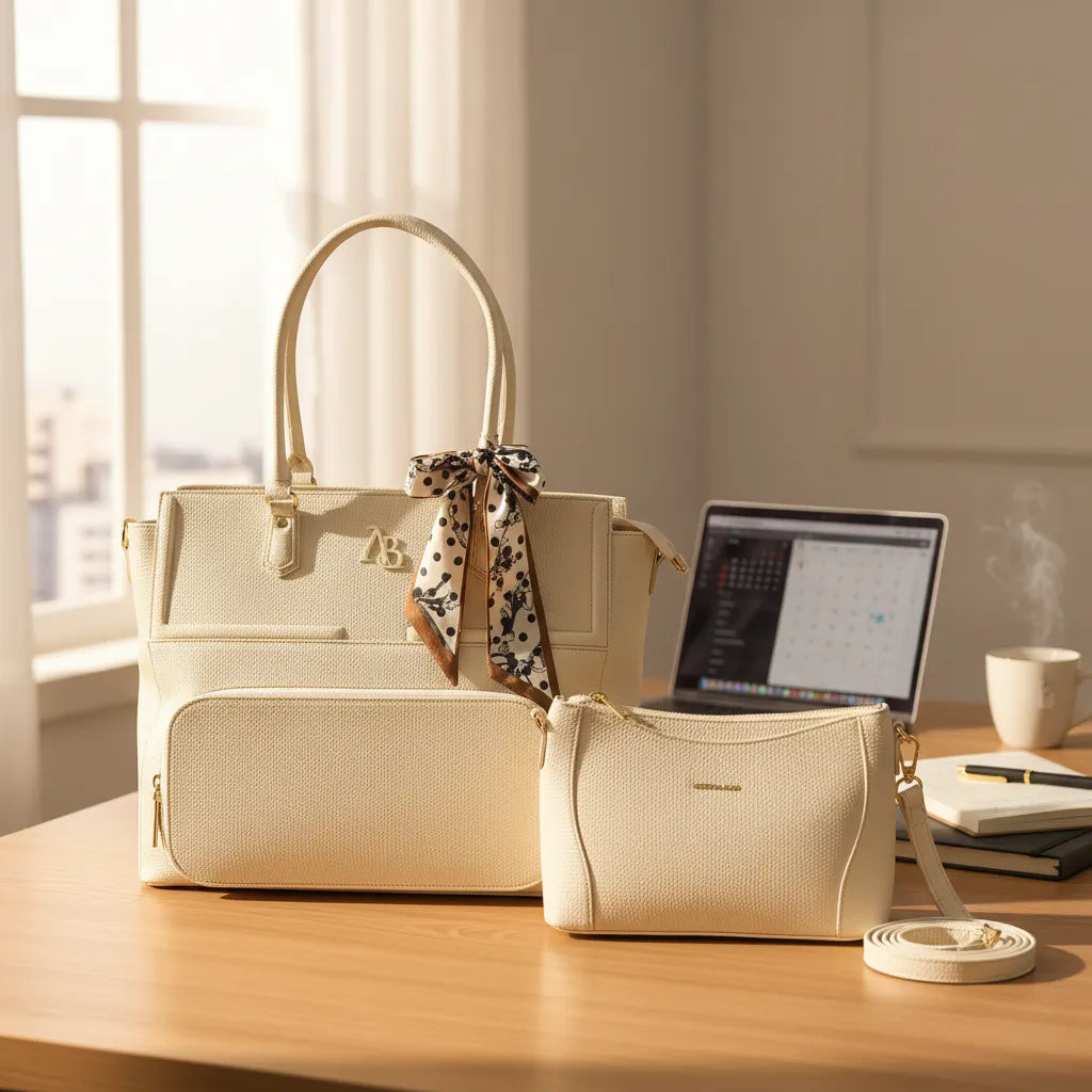 Cartera portalaptop 15.5´ con portalonchera - 2 piezas Athena Bag lazo