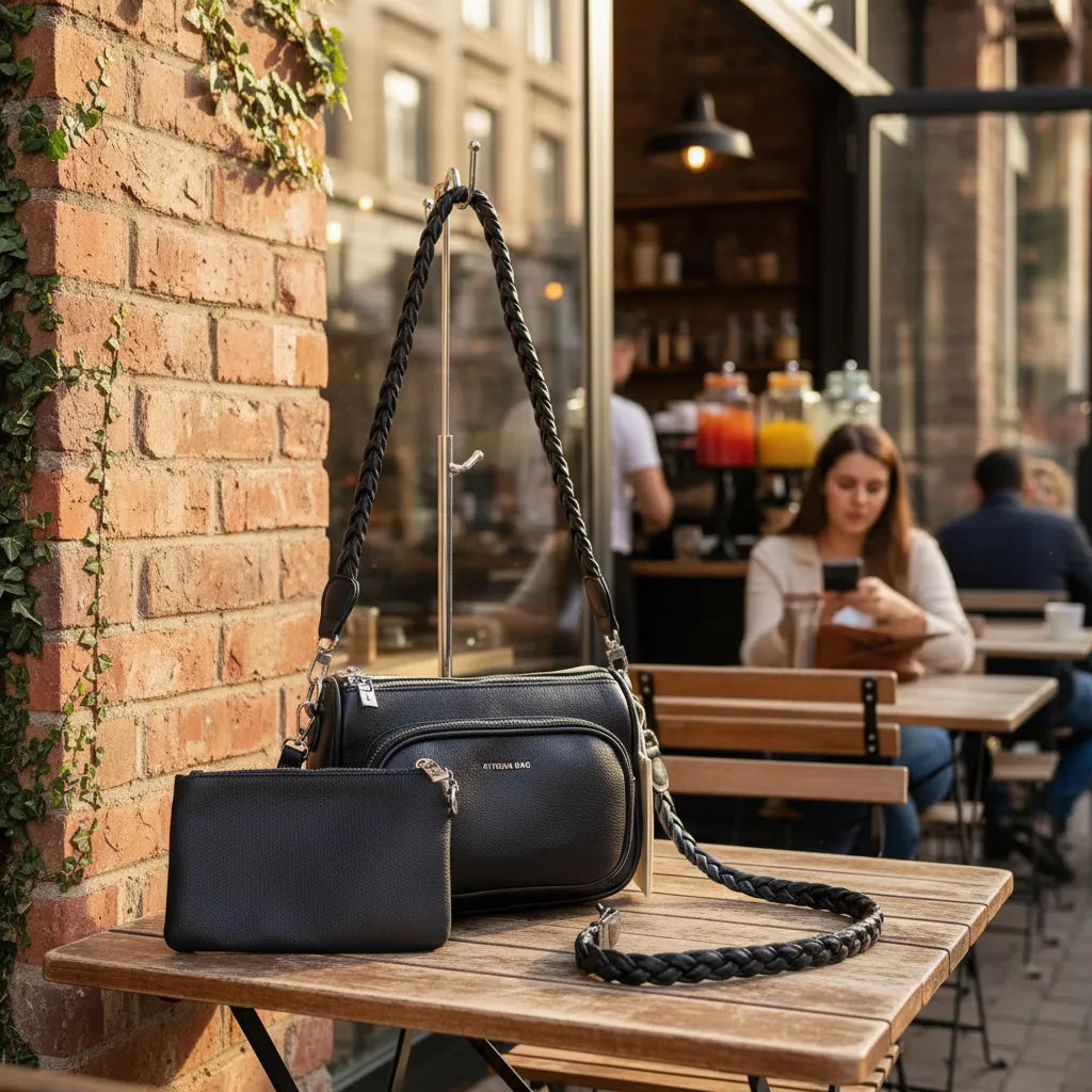 Cartera morral trenzado athena bag con monedero