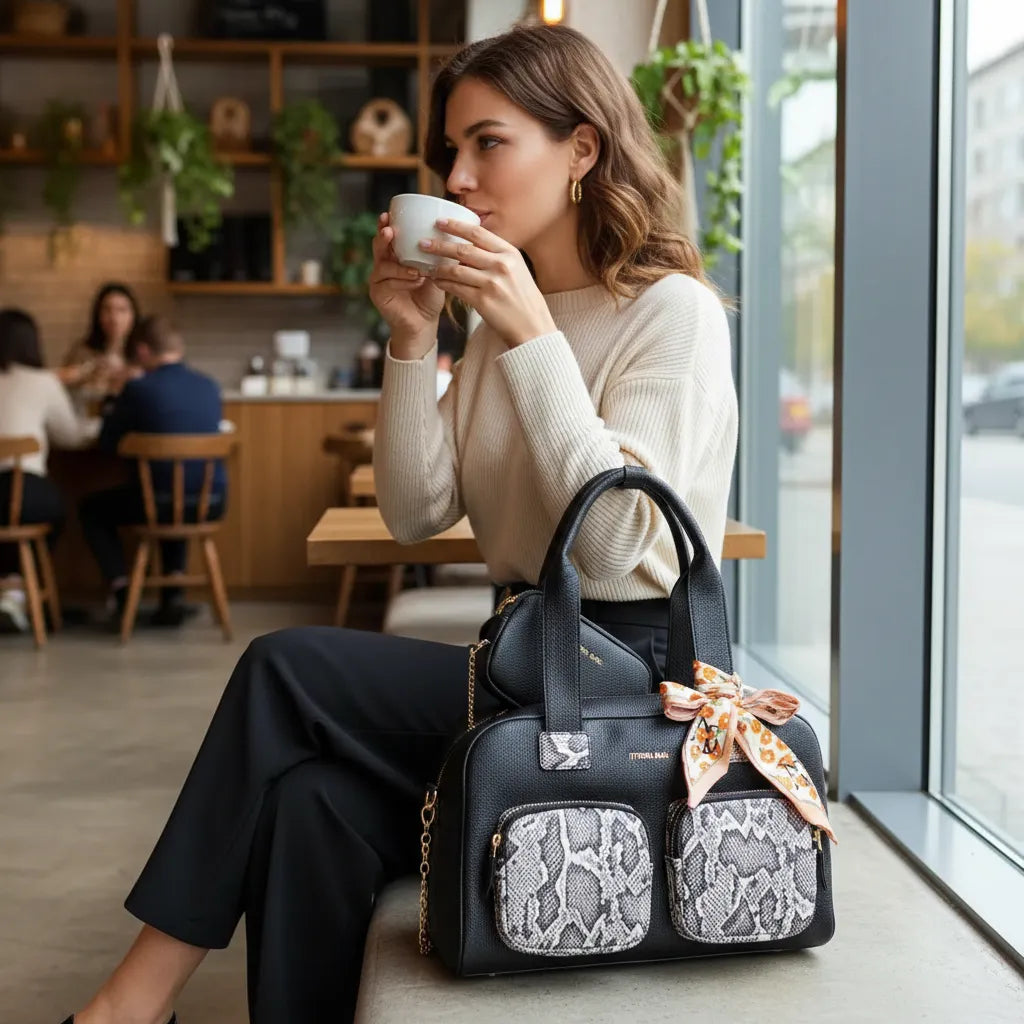 BOLSO MEDIANO A4 + MONEDERO ATHENA BAG PRINT
