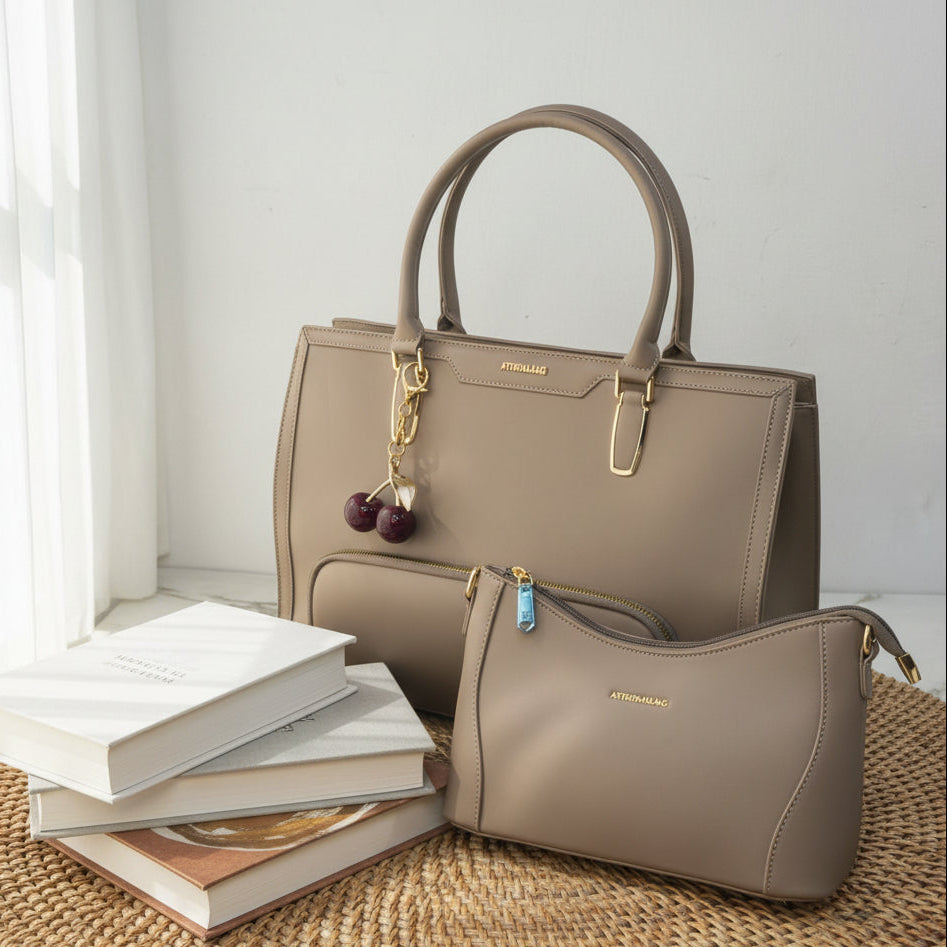 Cartera portalaptop 16' con portalonchera - 2 piezas Athena Bag cereza