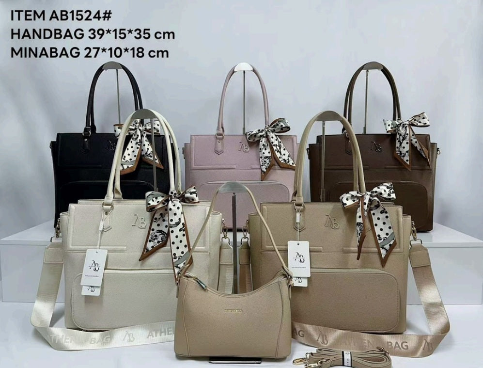 Cartera portalaptop 15.5´ con portalonchera - 2 piezas Athena Bag lazo