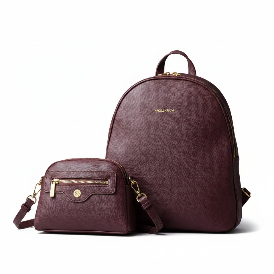 MOCHILA PARA DAMA A4 LISO ARDILLA ROJA - 2 PIEZAS