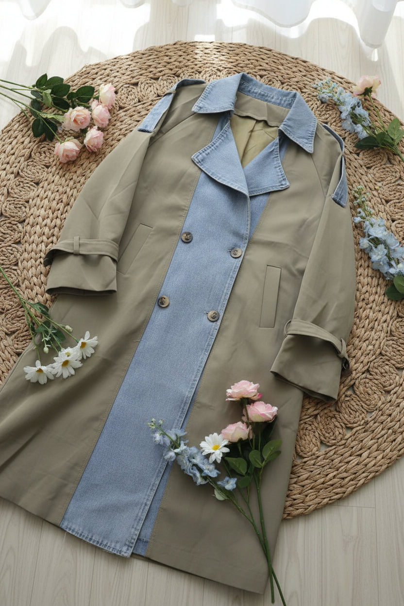 Gabardina para dama con denin