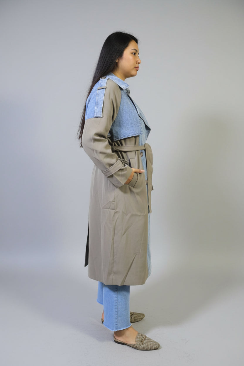 Gabardina para dama con denin