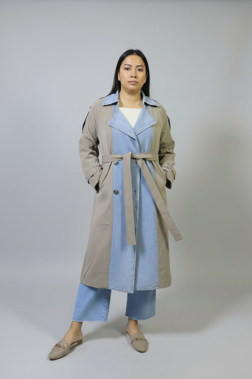 Gabardina para dama con denin