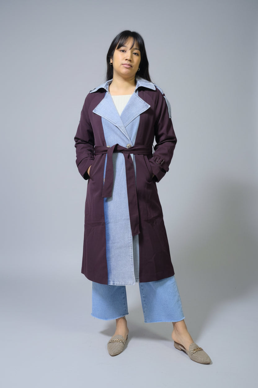 Gabardina para dama con denin
