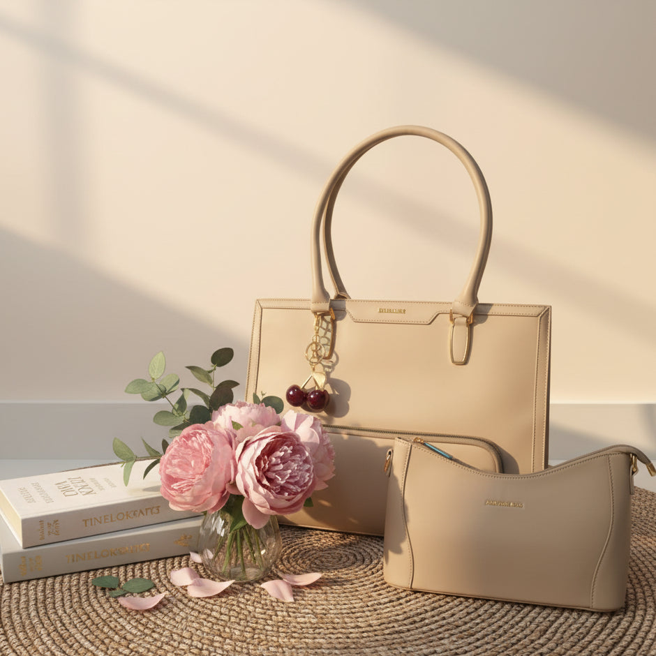 Cartera portalaptop 16' con portalonchera - 2 piezas Athena Bag cereza