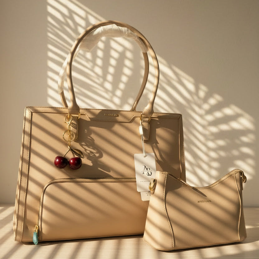 Cartera portalaptop 16' con portalonchera - 2 piezas Athena Bag cereza