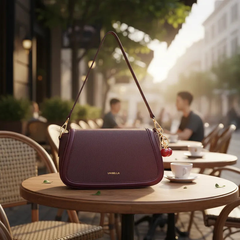 Cartera baguette con charm cereza Unibella lis